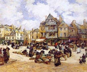 The Market, Landernau by Fernand Marie Eugene Legout-Gerard