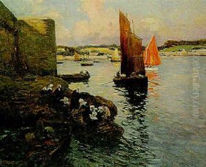Concarneau, Pecheurs Devant La Ville Close