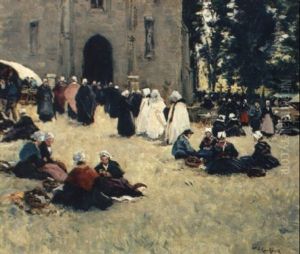 Devant La Chapelle - Pardon En Bretagne by Fernand Marie Eugene Legout-Gerard