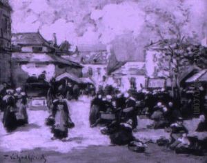 Le Marche  A Concarneau by Fernand Marie Eugene Legout-Gerard