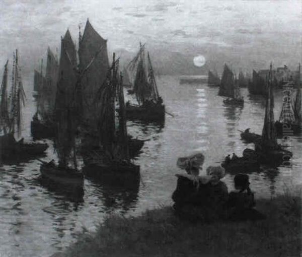 Abendstimmung In Einem Bretonischen Fischerhafen - view 1