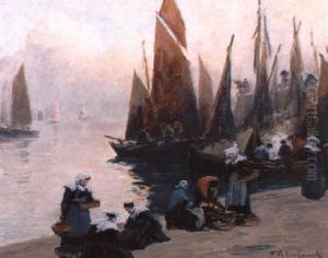 Petit Marche Aux Poissons Sur Les Quais Pres Des Barques by Fernand Marie Eugene Legout-Gerard
