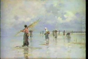 Les Pecheuses En Bretagne by Fernand Marie Eugene Legout-Gerard