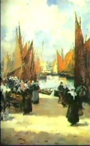 Bretonische Hafenszene by Fernand Marie Eugene Legout-Gerard
