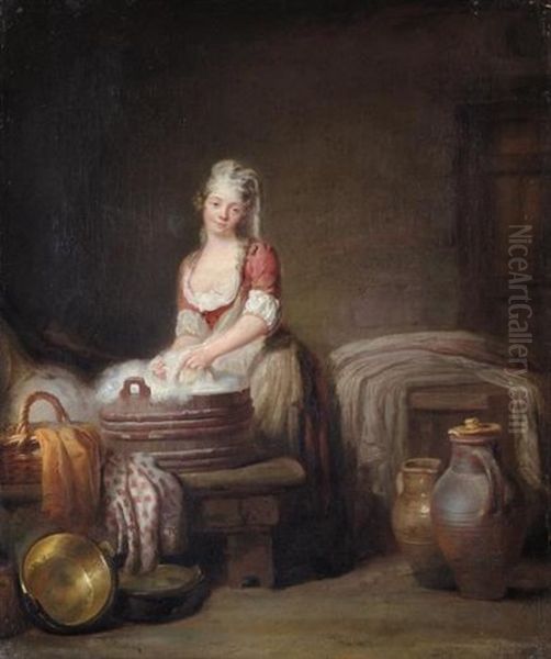 Interior With A Maid Doing The Laundry - view 1