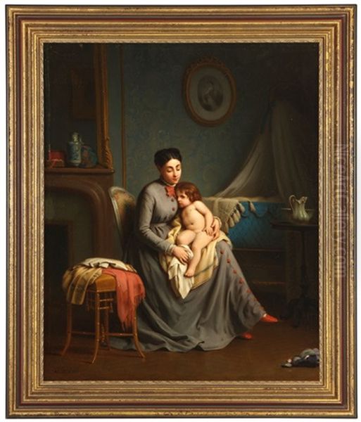 Mother And Child After A Bath - view 1