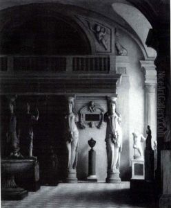 North End Of The Salle Des Cari Tides In The Louvre by Alexandre Legrand