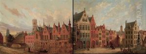 Maison Du Franc (+ Place Jean Van Eyck, Bruges; Pair) by Joseph Henry Legrand