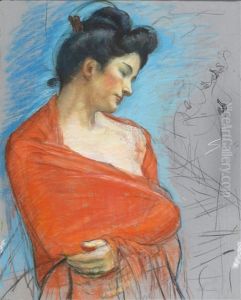 Portrait Of A Japanese Woman by Louis Legrand