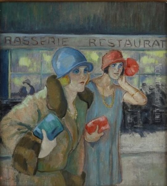 Deux Midinettes Dans Un Cafe - view 1