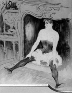 Danseuse Assise Devant La Cheminee by Louis Legrand
