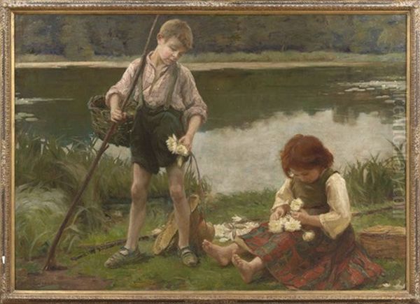 Les Nypmhaes: Children Gathering Water Lillies - view 1