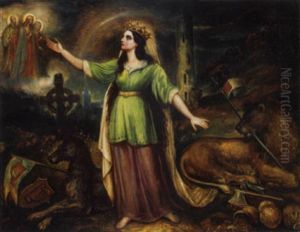 A Figure Of Hibernia With Irish Patriot Symbols