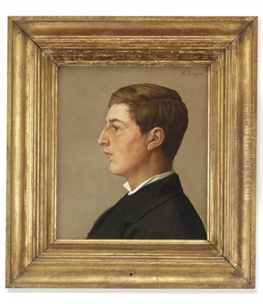 Portrait Of A Gentleman, In Profile, In A White Shirt And Black Coat - view 1