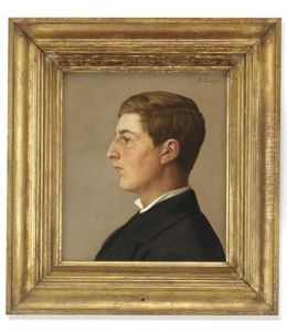 Portrait Of A Gentleman, In Profile, In A White Shirt And Black Coat