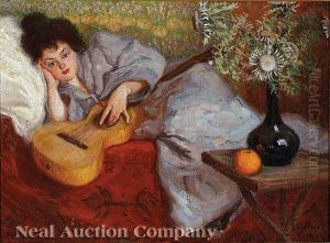 Portrait Of A Reclining Lady With Guitar (+ Lady (sketch), Verso; 2 Works)