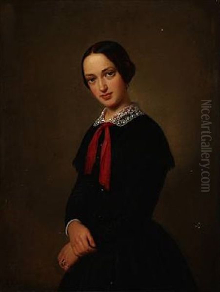 Portrait Of A Young Girl by Edvard Lehmann
