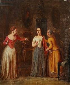 Interior With Leonora Christine And Chambermaids by Edvard Lehmann