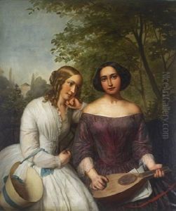Nord Og Syd - Dobbelportraet Af August Bournonvilles To Dotre Mathilde Og Wilhelmine