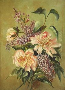 Blumenstilleben Mit Pfingstrosen Und Flieder by Gregoire Lehmann