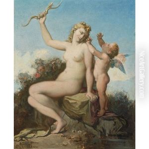 Venus And Cupid by Henri Lehmann