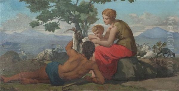 Berger Et Sa Famille Gardant Le Troupeau - view 1