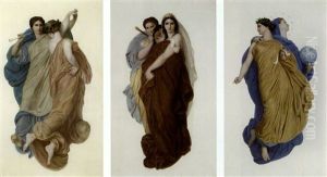 Melpomene, Muse Du Chant Et De L'harmonie Et Thalie (+ 3 Others; Set Of 4) by Karl E.R. Heinrich Lehmann