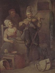 Le Violoniste Dans Une Auberge by Leonhard Wilhelm Lehmann