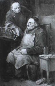 Ein Franziskanermonch Flickt Ein Paar Alte Schuhe, Die Ihm Sein Bruder Gebracht Hat by Leonhard Wilhelm Lehmann