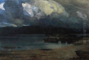 Aufziehendes Gewitter Am Chiemsee by Wilhelm Ludwig Lehmann