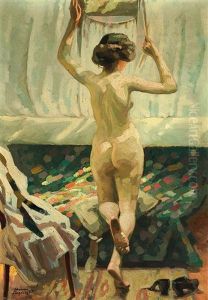 Am Fenster (weiblicher Ruckenakt)