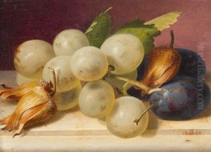 Still Life With Grapes, Plums And Nuts by Jakob Lehnen