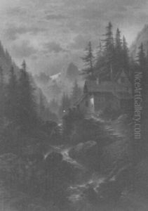 Romantische Gebirgslandschaft by Hildegard Lehnert