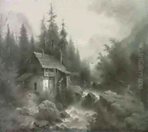 Alte Muhle Am Gischtenden Gebirgsbach by Hildegard Lehnert