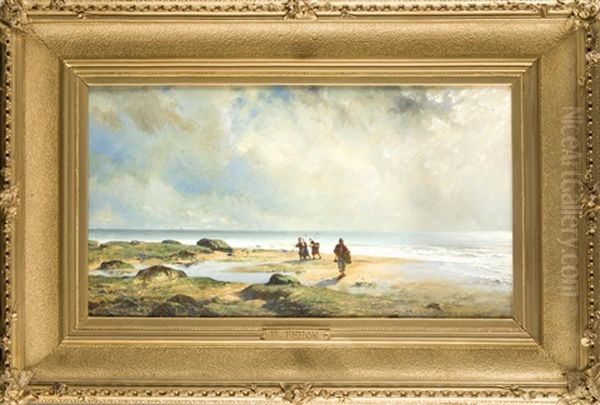 Stimmungsvolle Strandpartie Mit Krebs- U. Muschelsammlern - view 1