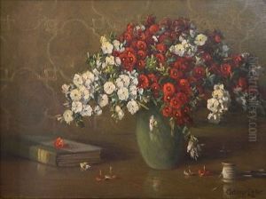 Still-life Of Flowers And Book