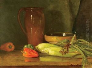 Still Life With Peaches And Still Life With Corn And Pitcher