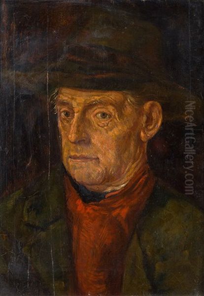 Portrait Of A Man With Hat And Red Waistcoat - view 1