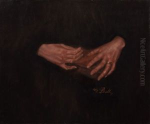 Zwei Frauenhande (ein Buch Haltend) by Wilhelm Leibl