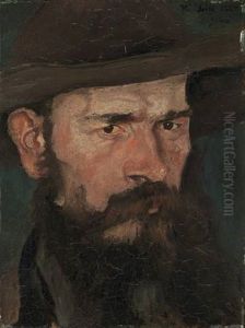 Studienkopf Eines Braunbartigen Mannes Vor Grunem Hintergrund (study)