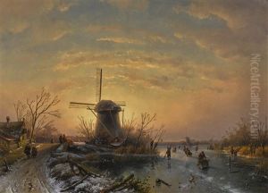 Winter Landscape by Charles Henri Leickert