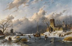 A Winter Scene by Charles Henri Leickert