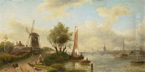 Hollandische Flusslandschaft by Charles Henri Leickert