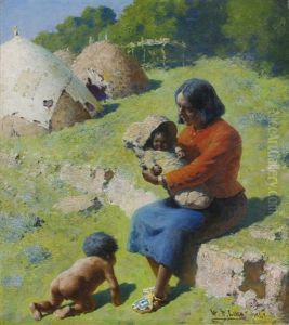 Apache Mother And Children by William Robinson Leigh