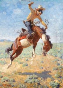 Bucking Bronco With Cowboy by William Robinson Leigh