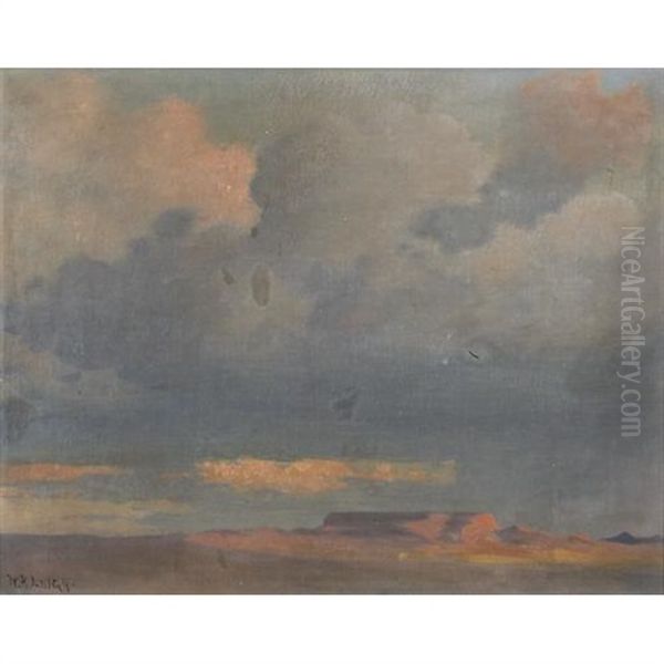 A Desert Landscape With Dramatic Clouds Overhead - view 1