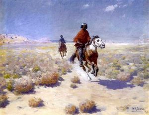 Indians On Horseback In Landscape by William Robinson Leigh