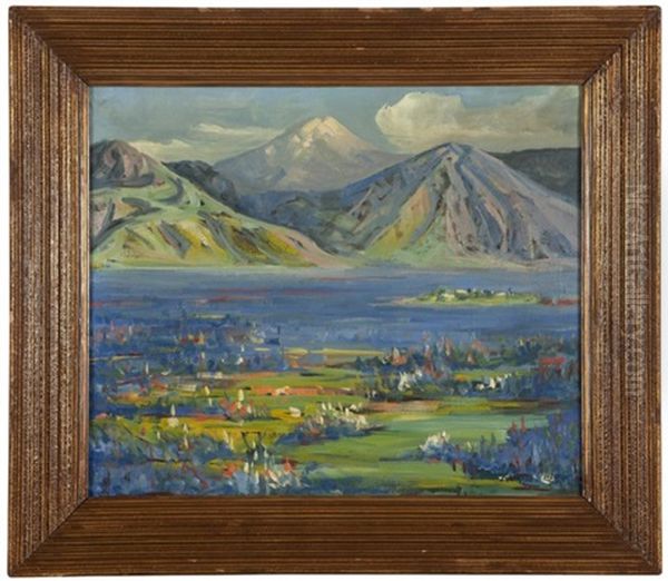 Lakeside Landscape With Flowers - view 1