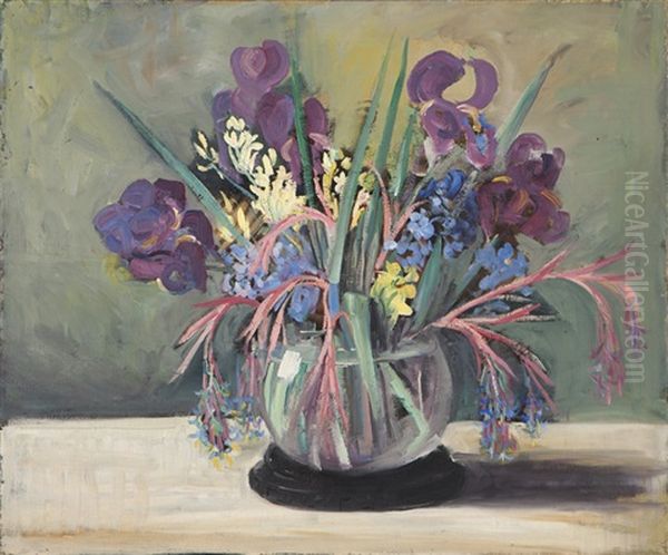 Flowers In A Glass Vase - view 1