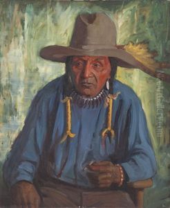 Indian Man With Yellow Feather In Hat